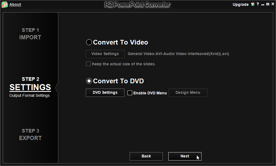 powerpoint to dvd step 2